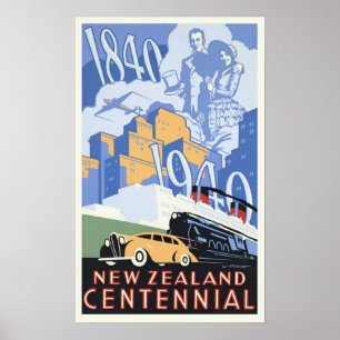 Poster Centennial vintage de la Nouvelle Zélande