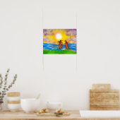 Poster Centipèdes se battant sur la plage (Cuisine)