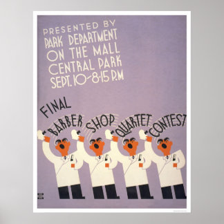 Poster Central Park Barber Shop 1937 WPA