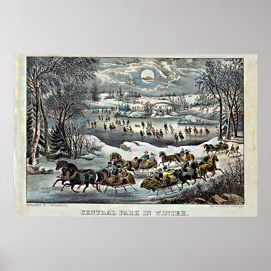Poster Central Park en hiver Currier & Ives (Devant)