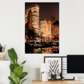 Poster Central Park et Manhattan Skyline la nuit (Bureau à domicile)