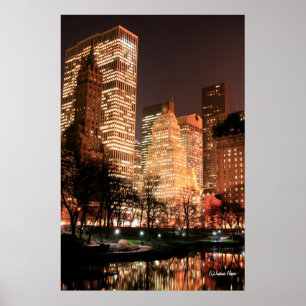 Poster Central Park et Manhattan Skyline la nuit