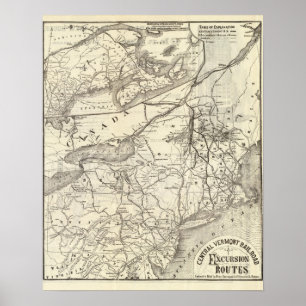 Poster Central Vermont Railroad excursion routes