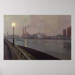 Poster Centrale électrique de Chelsea par nuit