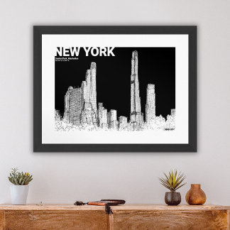 Poster Centrale Park New York City Skyline Croquis de Voy