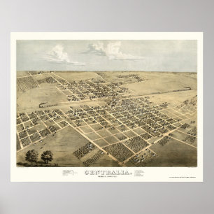 Poster Centralia, IL Carte panoramique - 1867