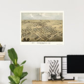 Poster Centralia, IL Carte panoramique - 1867 (Bureau à domicile)