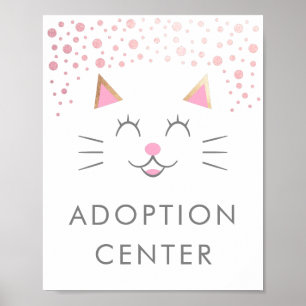 Poster Centre d'adoption Kitty Chat fête d'anniversaire