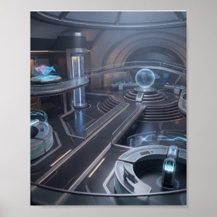 Poster Centre de Commande de Jeux Cybernétiques Futuriste