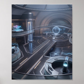 Poster Centre de Commande de Jeux Cybernétiques Futuriste
