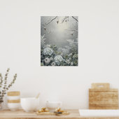 Poster Centre de table en fleurs d'hydrangea blanc hivern (Cuisine)