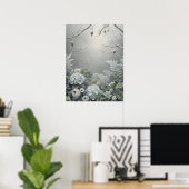Poster Centre de table en fleurs d'hydrangea blanc hivern (Bureau à domicile)