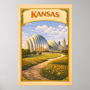 Poster Centre Kauffman de Kansas vintage