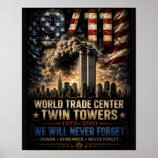 Poster Centre mondial du commerce Ne jamais oublier Patri