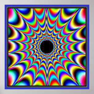 Poster Centre noir pulvérisé avec des couleurs en poutre