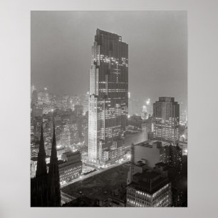 Poster Centre Rockefeller, 1933. Photo vintage