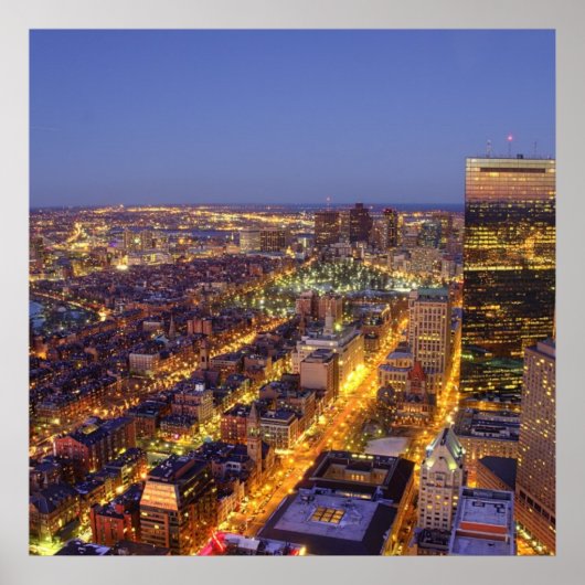 Poster Centre-ville de Boston et la tour Hancock (Devant)