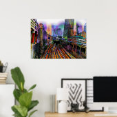 Poster Centre-ville de Chicago (Bureau à domicile)