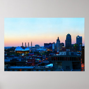 Poster Centre-ville de Kansas City à Sunset