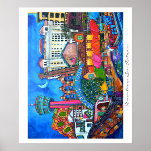 Poster Centre-ville de San Antonio Montage Deux impressio