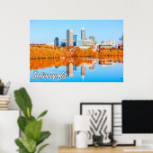 Poster Centre-ville d'Indianapolis, Indiana, États-Unis (Bureau à domicile)