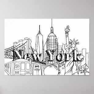 Poster Centre-ville NYE New York Vacances Souvenirs NYC C