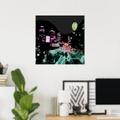 Poster Centre-ville psychédélique de Kansas City (Bureau à domicile)