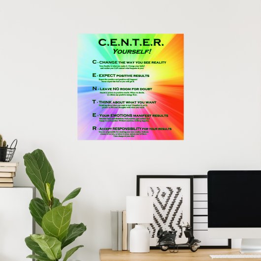 Poster CENTREZ-VOUS ! Couleurs vives (Bureau à domicile)