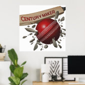 Poster Century Maker Cricket Bat et Ball Sports (Bureau à domicile)