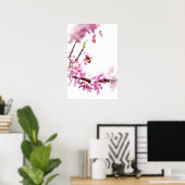 Poster Cercis et abeille à miel au printemps (Bureau à domicile)