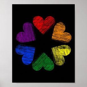 Poster Cercle arc-en-ciel d'amour de cœur Fierté gay LGBT