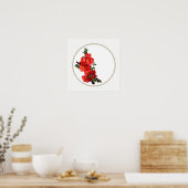 Poster Cercle blanc de coing japonais rouge (Cuisine)