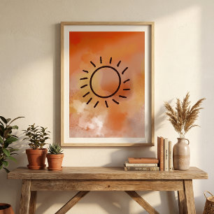 Poster cercle contemporain aquarelle abstraite moderne