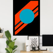 Poster Cercle cyan avec design Bauhaus diagonal orange (Bureau à domicile)