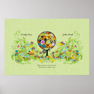 Poster Cercle d'amour de la forêt magique Arbre Fleur Mar
