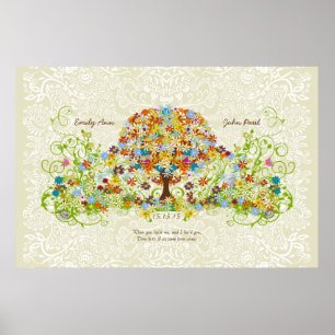 Poster Cercle d'amour de l'arbre de mariage de la forêt e