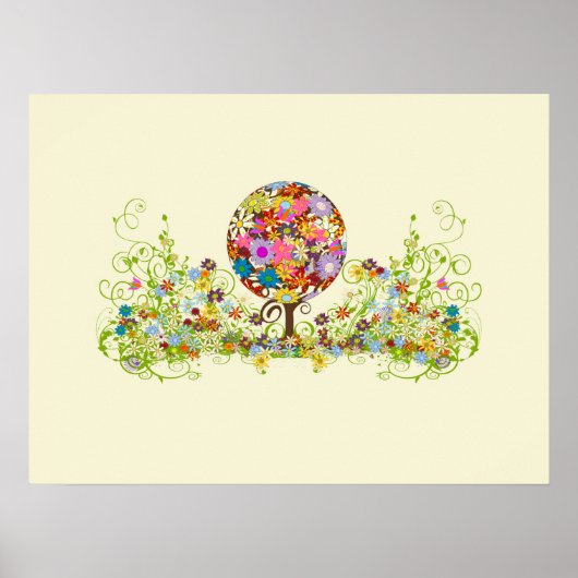 Poster Cercle d'amour de l'arbre fleuri de la forêt magiq (Devant)