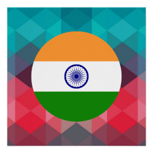 Poster Cercle de drapeau de l'Inde sur le bokeh moderne