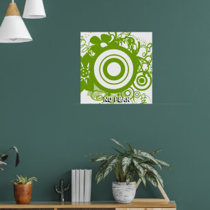 Poster Cercle de fleurs avec kanji pour Courage