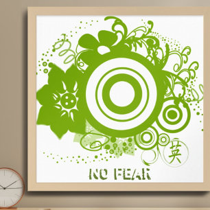 Poster Cercle de fleurs avec Kanji pour Courage