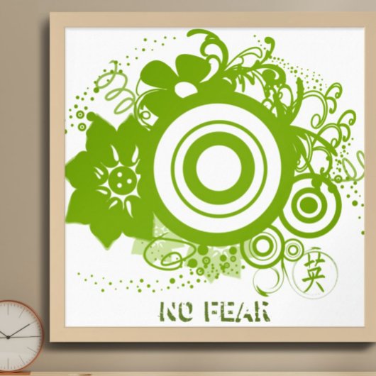 Poster Cercle de fleurs avec Kanji pour Courage