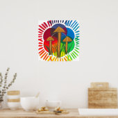 Poster Cercle des champignons - Peinture acrylique (Cuisine)