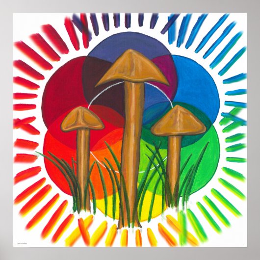 Poster Cercle des champignons - Peinture acrylique (Devant)