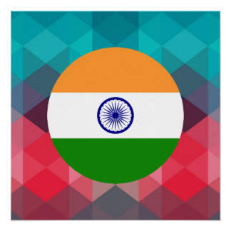 Poster Cercle drapeau de l'Inde sur le bokeh moderne