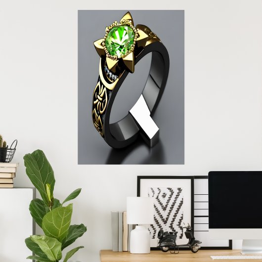 Poster Cercle en pierre à gemmes d'uranium unique | AI Ar (Bureau à domicile)