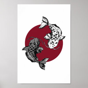 Poster Cercle Koi japonais