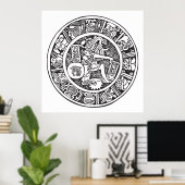 Poster Cercle maya, hiéroglyphe mexicain(Maya) (Bureau à domicile)