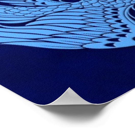 Poster Cercle Phoenix bleu traditionnel (Coin)