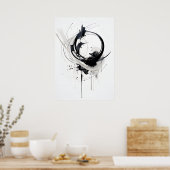 Poster Cercle Zen Abstrait noir et blanc (Cuisine)