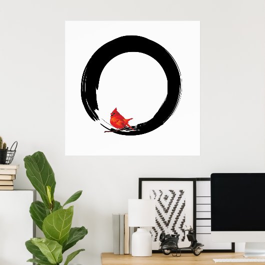 Poster Cercle zen avec Cardinal de Noël (Bureau à domicile)